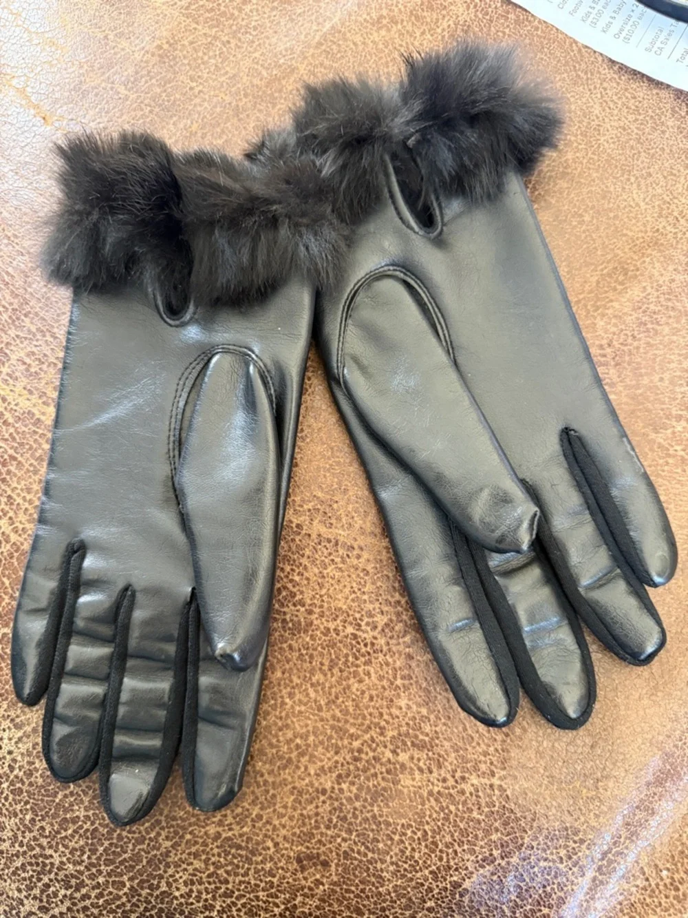 Genuine fur edge gloves made in Japan black size small